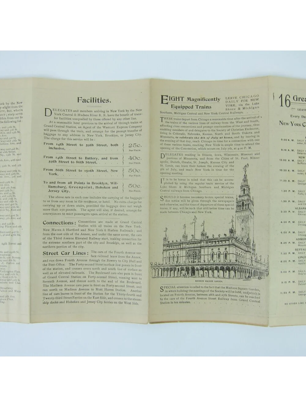 1892 Young People's Society Christian Endeavor Meeting New York Brochure & Map